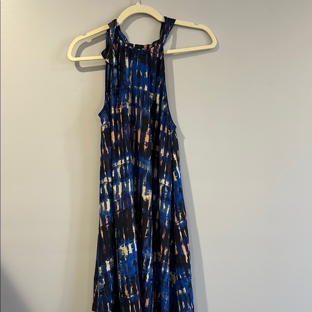 Abstract Blue Sleeveless Dress